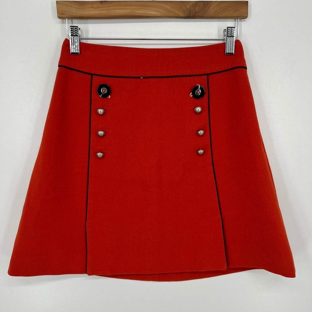 Leifsdottir Anthropologie Red Nautical Sailor Mini Skirt Corset Back Size 0